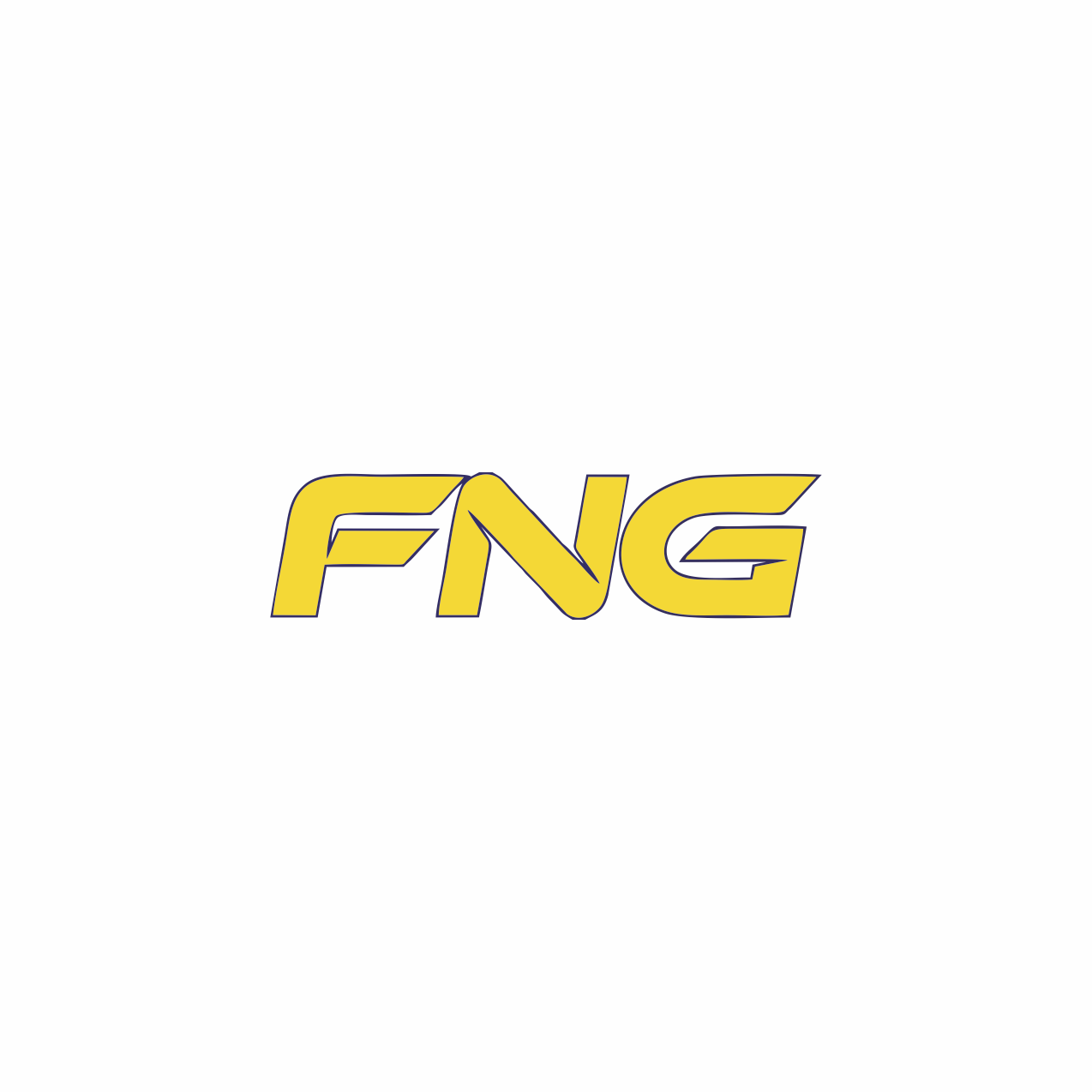 Logotipo tipográfico FNG en color amarillo con contorno azul